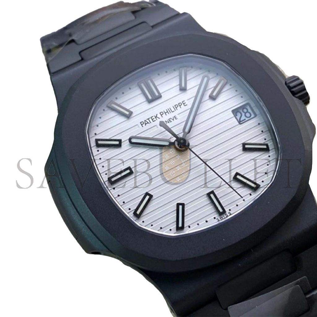 PATEK PHILIPPE NAUTILUS VERSION DIAMOND CARBON COATED CASE WATCH 5711A